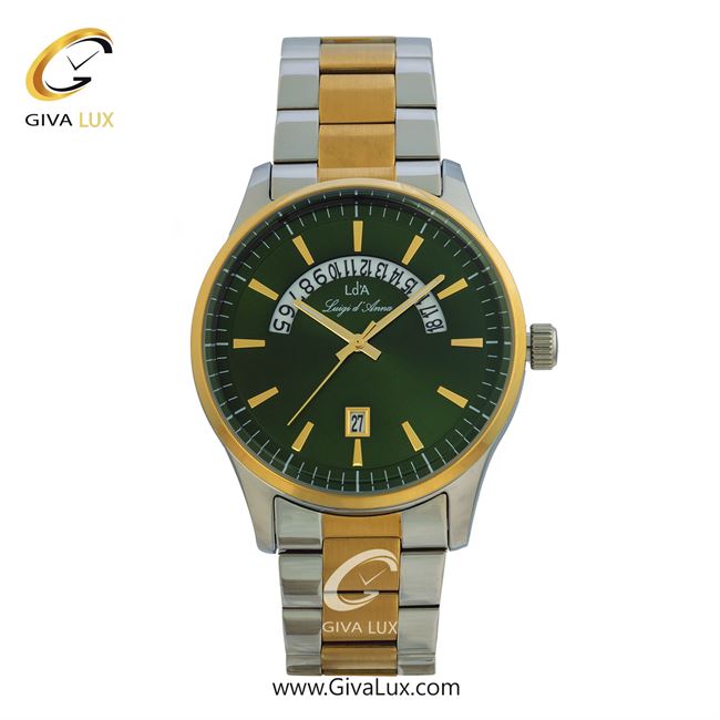 ساعت مچی اورجینال مردانه LdA طلایی-نقره ای | نقره ای-طلایی| سبز یشمی تیره| کد رفرنس 2397